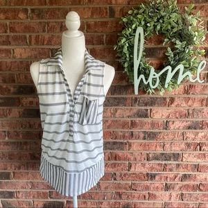 ✨5/$15 { AVA JAMES } Navy & White Striped Sleeveless Top